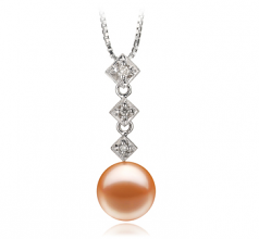 Rozene Rose 9-10mm AAAA-qualité perles d'eau douce 585/1000 Or Blanc-pendentif en perles