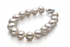 Unique Blanc 10-11mm A-qualité perles d'eau douce -Bracelet de perles