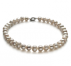 Unique Blanc 10-11mm A-qualité perles d'eau douce -Collier de perles