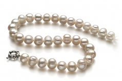 Unique Blanc 10-11mm A-qualité perles d'eau douce -Collier de perles