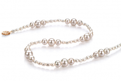 Ida Blanc 3-8mm A-qualité perles d'eau douce Rempli D'or-Collier de perles
