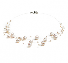 Marie Blanc 3-9mm A-qualité perles d'eau douce -Collier de perles