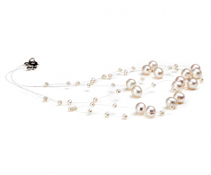 Marie Blanc 3-9mm A-qualité perles d'eau douce -Collier de perles