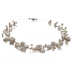 Keita Blanc 4-10mm A-qualité perles d'eau douce -Collier de perles