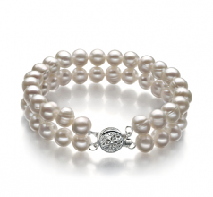 Eda Blanc 6-7mm A-qualité perles d'eau douce 925/1000 Argent-Bracelet de perles