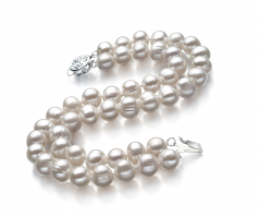 Eda Blanc 6-7mm A-qualité perles d'eau douce 925/1000 Argent-Bracelet de perles
