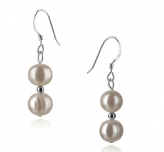 Cerella Blanc 6-7mm A-qualité perles d'eau douce 925/1000 Argent-Boucles d'oreilles en perles