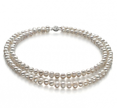 Julienne Blanc 6-7mm A-qualité perles d'eau douce 925/1000 Argent-Collier de perles