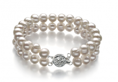 Juliane Blanc 6-7mm A-qualité perles d'eau douce 925/1000 Argent-un set en perles