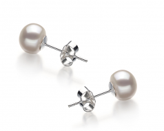 Juliane Blanc 6-7mm A-qualité perles d'eau douce 925/1000 Argent-un set en perles