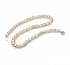 Unique Blanc 7-8mm A-qualité perles d'eau douce 925/1000 Argent-Collier de perles