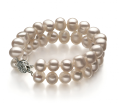 Leonora Blanc 8-9mm A-qualité perles d'eau douce 925/1000 Argent-Bracelet de perles