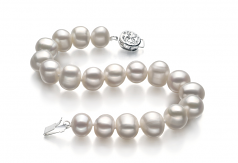 Kaitlyn Blanc 8-9mm A-qualité perles d'eau douce 925/1000 Argent-Bracelet de perles