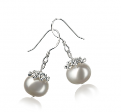Connor Blanc 8-9mm A-qualité perles d'eau douce 925/1000 Argent-Boucles d'oreilles en perles