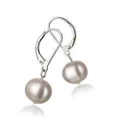 Kaitlyn Blanc 8-9mm A-qualité perles d'eau douce 925/1000 Argent-Boucles d'oreilles en perles