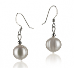 Teresa Blanc 8-9mm A-qualité perles d'eau douce 925/1000 Argent-Boucles d'oreilles en perles