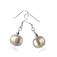 Teresa Blanc 8-9mm A-qualité perles d'eau douce 925/1000 Argent-Boucles d'oreilles en perles