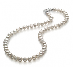 Joyce Blanc 8-9mm A-qualité perles d'eau douce 925/1000 Argent-Collier de perles