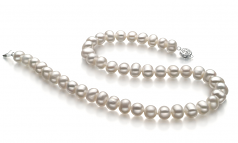 Kaitlyn Blanc 8-9mm A-qualité perles d'eau douce 925/1000 Argent-Collier de perles