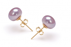 Lavande 7-8mm AA-qualité perles d'eau douce Rempli D'or-un set en perles