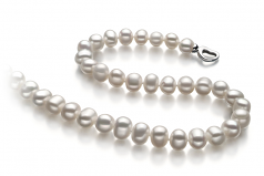 Sinead Blanc 8-9mm A-qualité perles d'eau douce 925/1000 Argent-Collier de perles