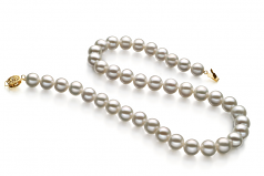 Blanc 9-10mm AAA-qualité perles d'eau douce Rempli D'or-Collier de perles