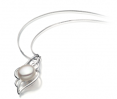 Hannah Blanc 12-13mm AA-qualité perles d'eau douce 925/1000 Argent-pendentif en perles