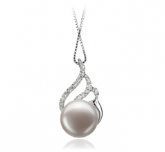 Tracy Blanc 12-13mm AA-qualité perles d'eau douce 925/1000 Argent-pendentif en perles