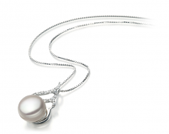 Tracy Blanc 12-13mm AA-qualité perles d'eau douce 925/1000 Argent-pendentif en perles