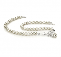 Almira Blanc 6-10mm AA-qualité perles d'eau douce 925/1000 Argent-Collier de perles