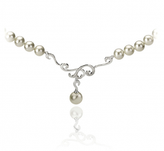 Almira Blanc 6-10mm AA-qualité perles d'eau douce 925/1000 Argent-Collier de perles