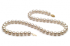Blanc 6.5-7.5mm AA-qualité perles d'eau douce Alliage-Collier de perles