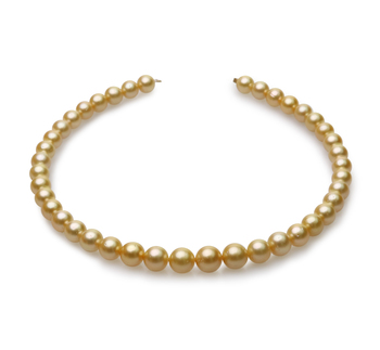 18 pouces Or 9-12mm AA-qualité des Mers du Sud 585/1000 Or Jaune-Collier de perles