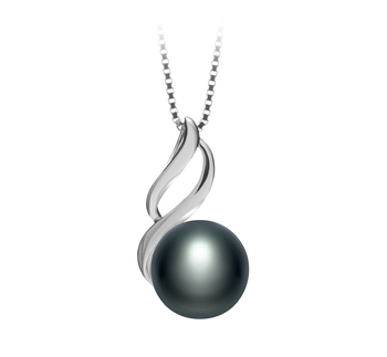 Adalia Noir 10-11mm AAA-qualité perles d'eau douce 925/1000 Argent-pendentif en perles