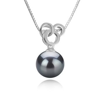 Adelina Noir 9-10mm AAA-qualité de Tahiti 925/1000 Argent-pendentif en perles