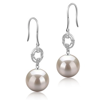 Adelle Blanc 10-11mm AAAA-qualité perles d'eau douce 925/1000 Argent-Boucles d'oreilles en perles