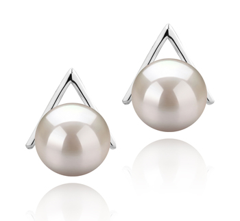 L’Afrique Blanc 8-9mm AAAA-qualité perles d'eau douce 925/1000 Argent-Boucles d'oreilles en perles