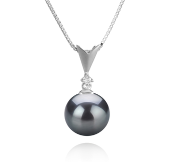 Ailani Noir 9-10mm AAA-qualité de Tahiti 925/1000 Argent-pendentif en perles