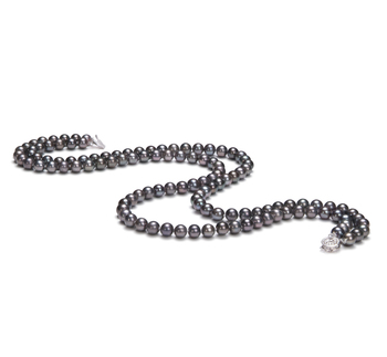 Alexandra Noir 6-7mm AA-qualité perles d'eau douce 925/1000 Argent-Collier de perles