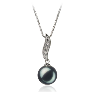 Alicia Noir 9-10mm AA-qualité perles d'eau douce 925/1000 Argent-pendentif en perles