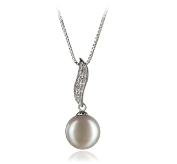 Alicia Blanc 9-10mm AA-qualité perles d'eau douce 925/1000 Argent-pendentif en perles