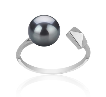 Alma Noir 7-8mm AAAA-qualité perles d'eau douce 925/1000 Argent-Bague perles