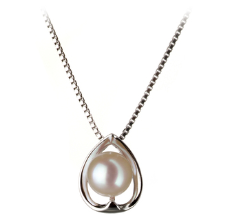 Amanda Blanc 6-7mm AA-qualité Akoya du Japon 925/1000 Argent-pendentif en perles