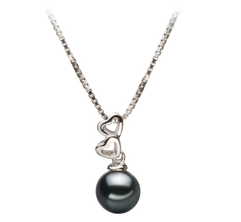 Ambre Noir 6-7mm AA-qualité Akoya du Japon 925/1000 Argent-pendentif en perles
