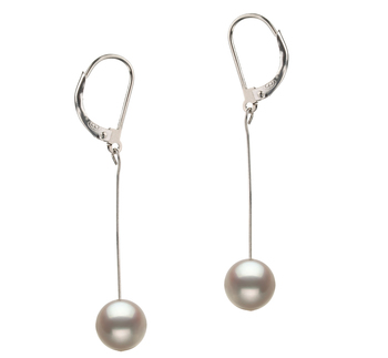 Amy Blanc 8-9mm AA-qualité perles d'eau douce 925/1000 Argent-Boucles d'oreilles en perles