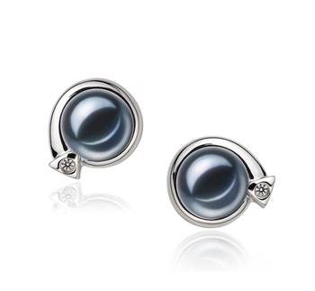 Angelina Noir 7-8mm AAAA-qualité perles d'eau douce 925/1000 Argent-Boucles d'oreilles en perles