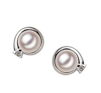 Angelina Blanc 7-8mm AA-qualité Akoya du Japon 925/1000 Argent-Boucles d'oreilles en perles