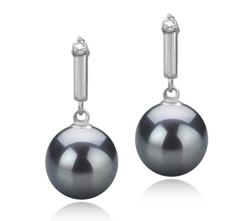 Aoife Noir 8-9mm AAAA-qualité perles d'eau douce 925/1000 Argent-Boucles d'oreilles en perles