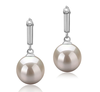 Aoife Blanc 8-9mm AAAA-qualité perles d'eau douce 925/1000 Argent-Boucles d'oreilles en perles