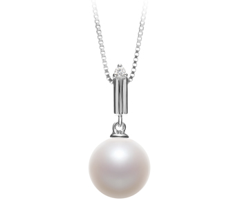 Aoife Blanc 10-11mm AAAA-qualité perles d'eau douce 925/1000 Argent-pendentif en perles